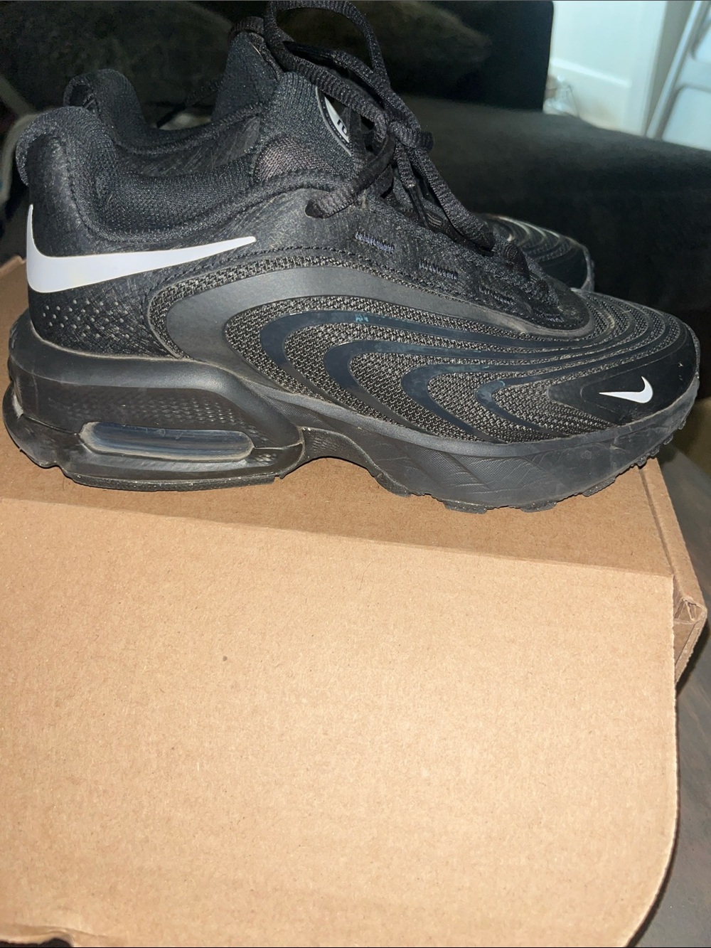 Nike Black Athletic Air Max Sneakers with White Swoosh